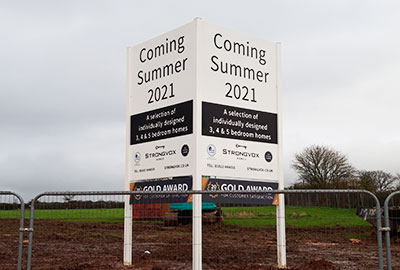 coming soon house builder sign company bath